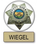 Wiegel Reno 911 Name Badge & Deputy 3" Button Halloween Costume 